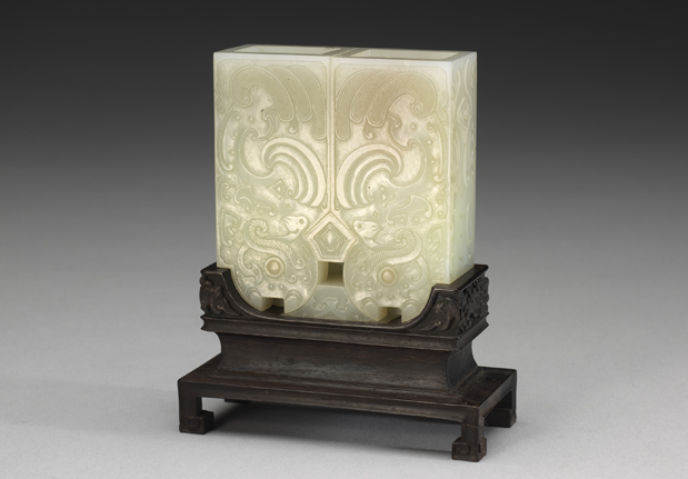 清 乾隆 玉雙瓶式書鎮